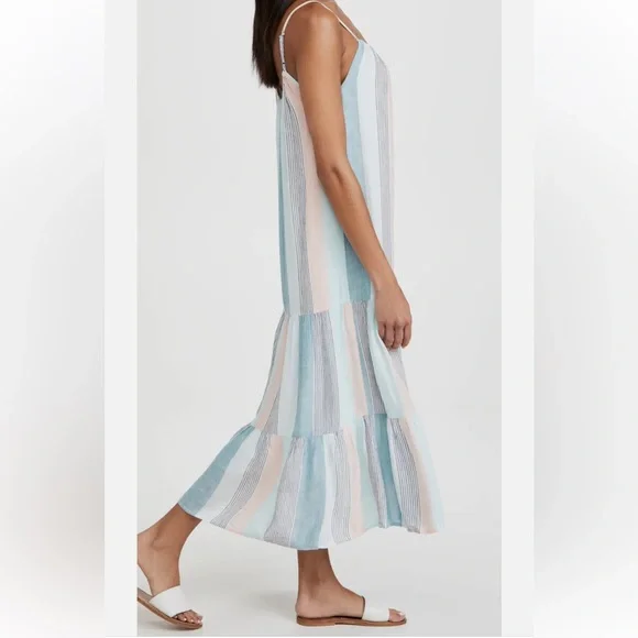 NWOT  RAILS Adora Sleeveless Linen Blend Midi Dress in Highland Stripe - Picture 3 of 12